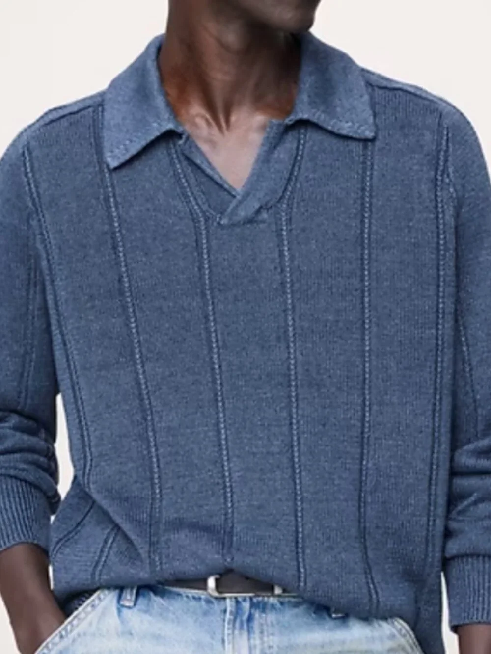 Banana Republic 100% Linen Ribbed Sweater Polo